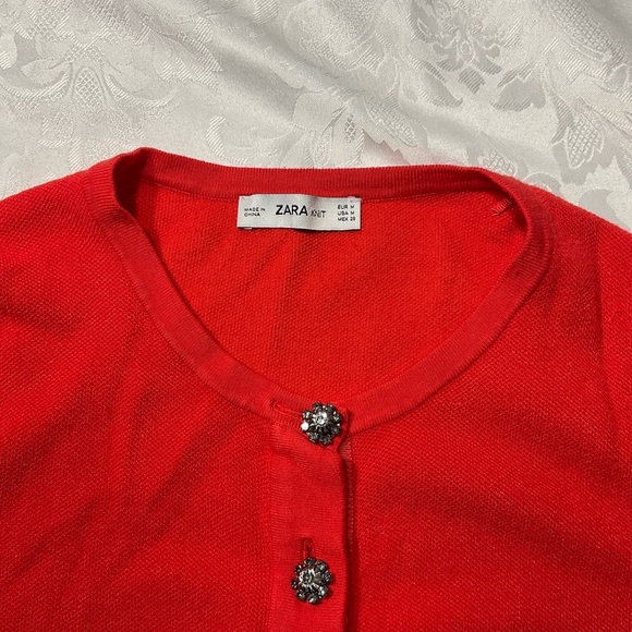 Zara Knits Women Cardigan Jewel Rhinestone Buttons Size Medium - Picture 5 of 9